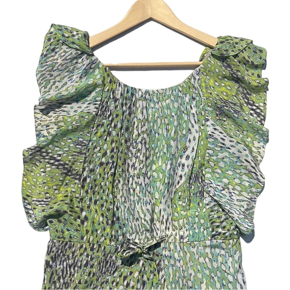 Antrhopologie Leifsdottir Birch Tree Silk Ruffle Dress Size 10 - Picture 5 of 10